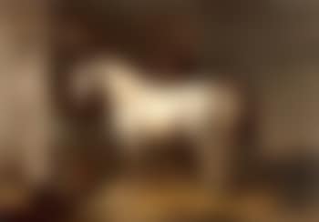 Horses and chickens in a barn interior (preview)