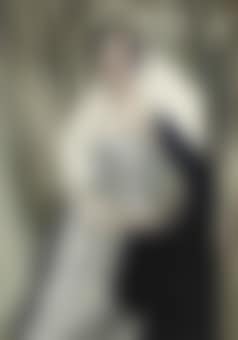 Portrait of Mrs Irwin Buxton, three-quarter-length, in a silver dress and a black wrap with white fur trim (preview)