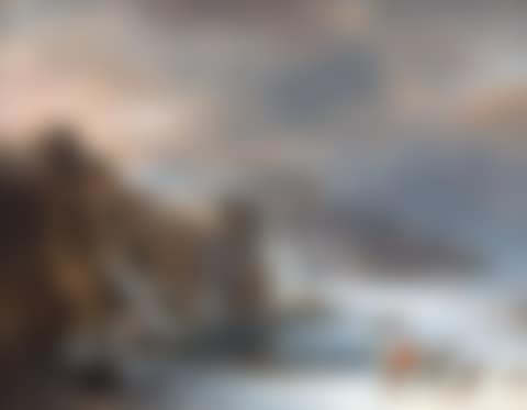 A winter landscape with mountains and ruins (preview)
